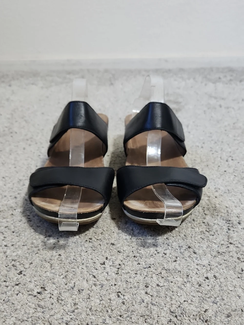 Dansko Vienna Black Leather Strappy Wedge Slide Sandals Size 42